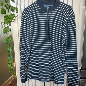 Nautica Navy and White Striped Pullover